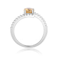1.11 Ct Square Yellow Citrine and Moissanite Prong Silver Cocktail Ring by Fine Color Jewels