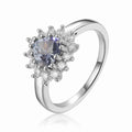 Aquamarine Halo Heart Ring by Fine Color Jewels