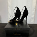 Lulus Ledah Black Suede Lace-Up Heels, Size 8.5 by Vanessa Jane