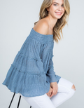 Off Shoulder Ruffle Sleeve Top by Boutique 23