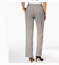 Nine West Womens Black Pleated Plaid Straight Leg Pants by Vanessa Jane