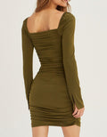 Kylie Ruched Bodycon Knit Mini Dress - Olive by Boutique 23