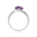 0.98 Ct Round Purple Amethyst and White Sapphire Prong Silver Cocktail Ring by Fine Color Jewels