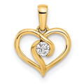 14k Gold Lab Grown Diamond Heart Pendant 1/10 carat by Fine Color Jewels
