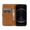 Indy Series Brown Leather Wallet Case - iPhone 13 Pro Max by Zerodamage Sahara Case LLC
