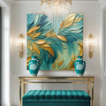 Abstract Gold And Blue Frosty Wall Art by Tailored Canvases