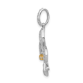 14K Gold Two-Tone Lab Diamond Flower Pendant by Fine Color Jewels
