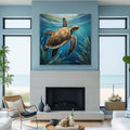 Turtle In Seagrass Coastal Wall Art by Tailored Canvases