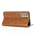 Folio Brown Leather Wallet Case - Samsung Galaxy S22 Plus by Zerodamage Sahara Case LLC