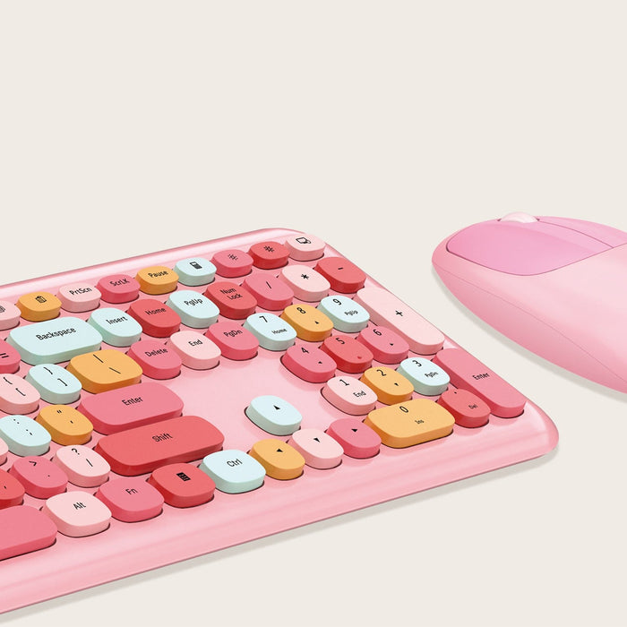 Wireless Keyboard and Mouse Combo with Lime Pink Keys by Zerodamage Sahara Case LLC