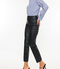 Judith High Rise Faux Leather Skinny Straight - Black by Boutique 23