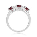 1.7 Ct Round Red Garnet Prong Silver Three Stone Ring by Fine Color Jewels