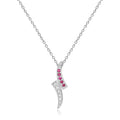 Petite Round cut Genuine Ruby Pendant Necklace with White Sapphire by Fine Color Jewels