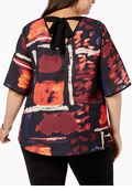 Joseph a. Womens Plus Print Back-Tie Blouse by Vanessa Jane