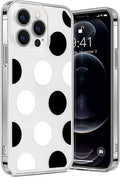 iPhone 14 Pro Max Protection Kit Bundle - Polkadot Hybrid-Flex Hard Shell Case with Tempered Glass Screen and Camera Protector (Clear/Black/White) by Zerodamage Sahara Case LLC
