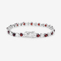 0.14 Ct Heart Red Garnet & Diamond Prong Silver Box Clasp Tennis Bracelet by Fine Color Jewels