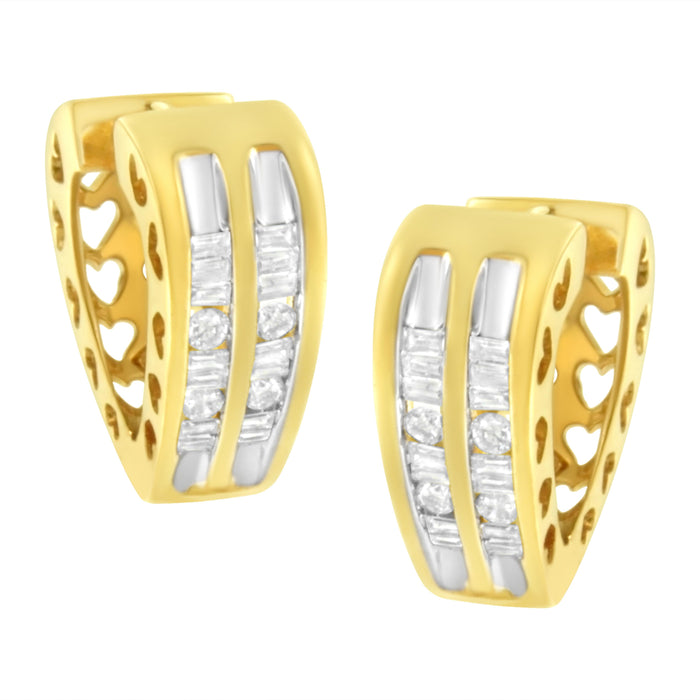 10K Yellow Gold 1/2 cttw Diamond Huggy Heart Hoop Earrings (I-J Clarity, I2-I3 Color) by Bids.com