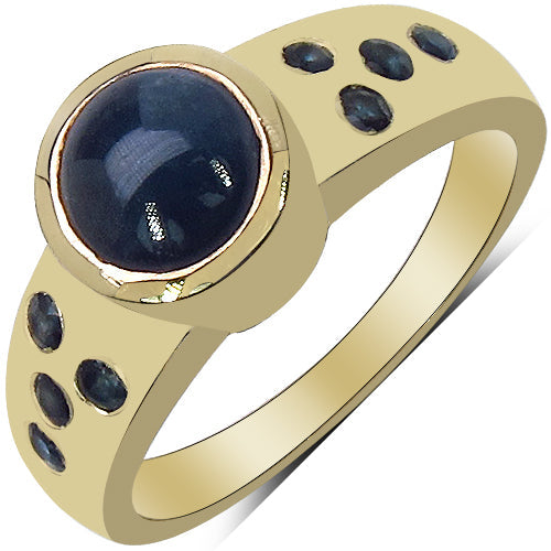 14K Yellow Gold Plated 1.87 Carat Genuine Blue Sapphire & White Diamond .925 Sterling Silver Ring by Bids.com