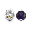 3.14 Carat Genuine Amethyst & Black Diamond .925 Sterling Silver Earrings by Bids.com
