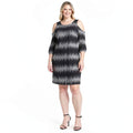 Sandra Darren Cold Shoulder Pattern Dress, Womens Size 24W by Vanessa Jane