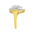10K Yellow Gold 1.0 Cttw Round and Baguette Cut Diamond Oval Shaped Cluster Ring (I-J Color, I1-I2 Clarity) - Size 7 by Bids.com