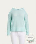 Freshman Juniors Waffle-Knit Cold-Shoulder Top by Vanessa Jane