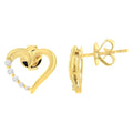 14K Yellow Gold 1/8 Cttw Diamond Journey Heart Hoop Earrings (K-L Color, I1-I2 Clarity) by Bids.com