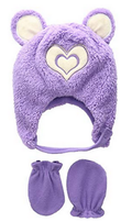 Wippette Toddler Girls Sherpa Heart Critter Hat Mitten Set, Purple by Vanessa Jane