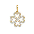 Four Leaf Clover CZ Charm Sparkle Pendant 10K Yellow Gold by Fine Color Jewels