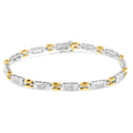10K Two-Tone Gold Princess Cut Diamond Geo Link Bracelet (1.00 cttw, H-I Color, SI1-SI2 Clarity) by Bids.com