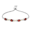 Oval Deep Red Garnet Prong Two-Tone Gold Plated Silver Infinity Bolo Adjustable Bracelet by Fine Color Jewels
