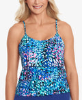 Swim Solutions Printed Triple-Tier Tankini Top by Vanessa Jane