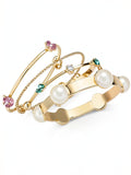 Thalia Sodi Gold-Tone 4-Pc. Set Imitation Pearl and Crystal Bangle Bracelets by Vanessa Jane