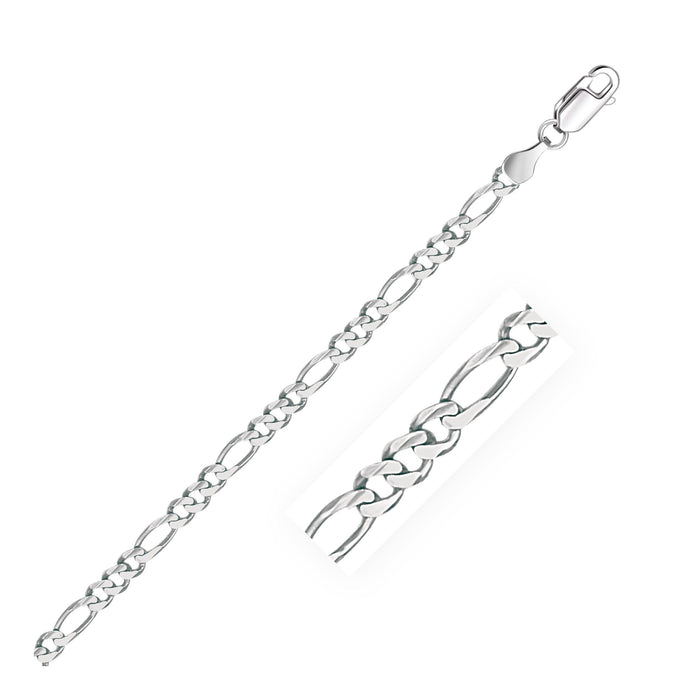3.8mm 14k White Gold Solid Figaro Bracelet by Bids.com