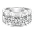 14K White Gold Round and Baguette Diamond Ring (1 1/2 Cttw, F-G Color, SI1-SI2 Clarity) - Size 6-3/4 by Bids.com