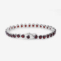 15.50 Ct Heart Red Garnet Prong Sterling Silver Box Clasp Tennis Bracelet by Fine Color Jewels