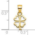 Four Leaf Clover Charm 10K Yellow Gold Pendant by Fine Color Jewels