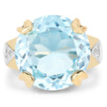 14K Yellow Gold Plated 12.98 Carat Genuine Blue Topaz and White Topaz .925 Sterling Silver Ring by Bids.com