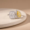3Cttw Lab Grown Diamond (F/VVS) Toi et Moi Fashiion Halo Engagement Ring 14K Gold by Fine Color Jewels