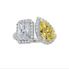 3Cttw Lab Grown Diamond (F/VVS) Toi et Moi Fashiion Halo Engagement Ring 14K Gold