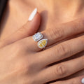 3Cttw Lab Grown Diamond (F/VVS) Toi et Moi Fashiion Halo Engagement Ring 14K Gold by Fine Color Jewels