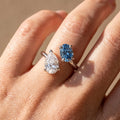 3Cttw Oval Shaped Lab Grown Diamond (F/VS) Toi et Moi Fashion Engagement Bypass Ring 14K Gold by Fine Color Jewels