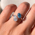 3Cttw Oval Shaped Lab Grown Diamond (F/VS) Toi et Moi Fashion Engagement Bypass Ring 14K Gold by Fine Color Jewels