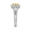 3Cttw Oval Shaped Yellow Lab Grown Diamond (F/VS) Three Stone Halo Engagement Ring 14K Gold by Fine Color Jewels