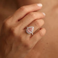 3Cttw Pear Shaped Pink Lab Grown Diamond (F/VS) Bold Accented Halo Engagement Ring 14K Gold by Fine Color Jewels