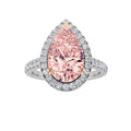 3Cttw Pear Shaped Pink Lab Grown Diamond (F/VS) Bold Accented Halo Engagement Ring 14K Gold by Fine Color Jewels