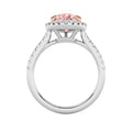 3Cttw Pear Shaped Pink Lab Grown Diamond (F/VS) Bold Accented Halo Engagement Ring 14K Gold by Fine Color Jewels