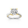 3Cttw Round Shaped Lab Grown Diamond (F/VS) Two Tone Cathedral Shank Solitaire Engagement Ring in 14K Gold