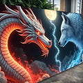 3D Dragon and Wolf Wall Art III by Tailored Canvases