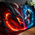 3D Dragon and Wolf Wall Art VI by Tailored Canvases
